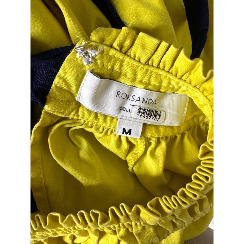 Roksanda Mini Dress Short Sleeve Mock Neck Relaxed Fit Yellow Black Bow Back M - Picture 6 of 10